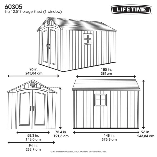 Lifetime-_60305_8_Ft._X_12.5_Ft._Outdoor_Storage_Shed_dimensions_939x939 Lifetime 8 Ft. X 12.5 Ft. Outdoor Storage Shed - 60305 - Image 4