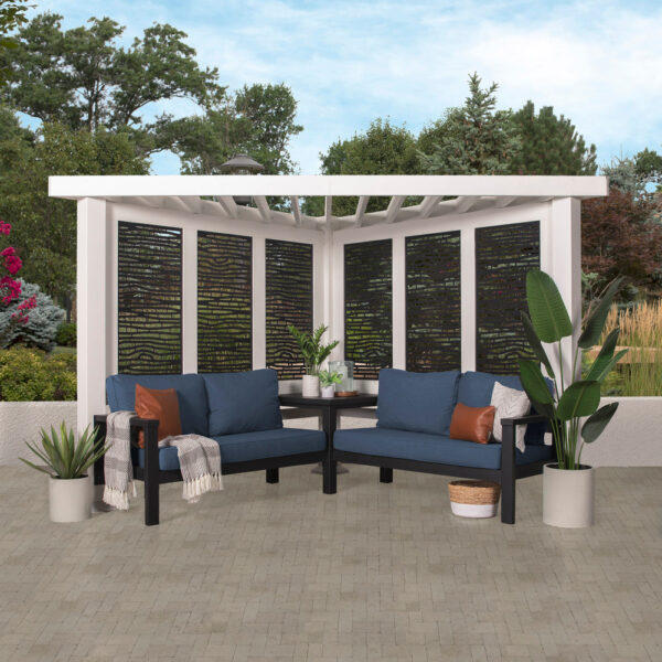 P1AModernWhiteIndigo Backyard Discovery Ridgedale Modern Steel Cabana Pergola - Image 3