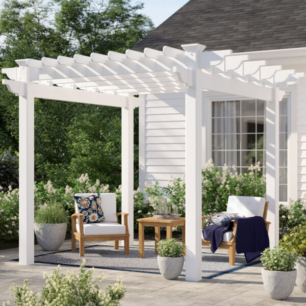 Queensbrook+Taquarius+9.5+Ft.+W+x+9.5+Ft.+D+Vinyl+Pergola (1) Red Barrel Studio Queensbrook Taquarius Pergola - Image 6
