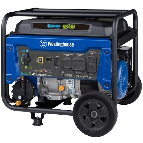 WGEN5300DFCV_117174_feature3_6b089c8f00dfdd4f954e963d55b51306 Westinghouse WGen5300DFcv - 5300 Watt Dual-Fuel Portable Generator w/ RV Outlet & CO Sensor (49-State) - Image 8