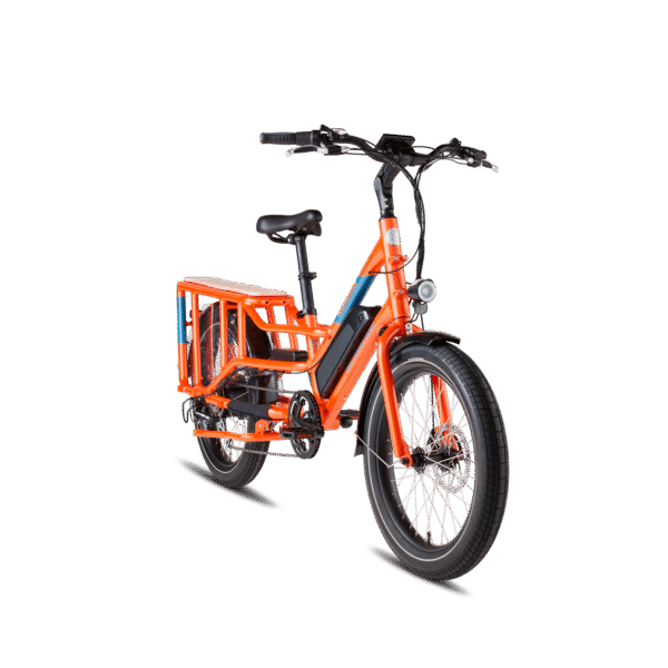 WagonOrange_angle1to1 Rad Power Bikes RadWagon 4 Electric Cargo Bike - Image 5