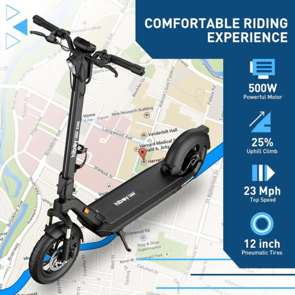 b739e033-b541-44df-a437-be0c8ea4c994.424a93ed404858cf8125bcb222bb19ab Hiboy X300 Electric Scooter, 700W Peak Motor, 12" Pneumatic Tires, 23 Mph & 38 Miles Range, Folding Commuter Electric Scooter for Adults - Image 6