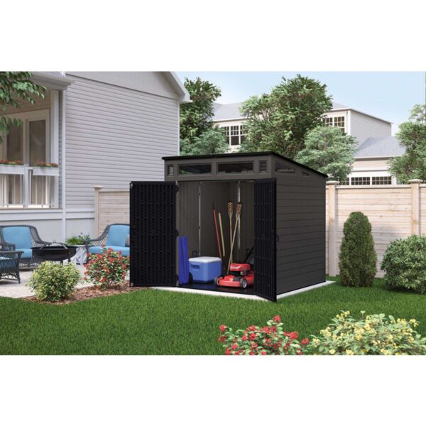 bf5fc4ad-07f9-4f63-a90c-948c23544ec6 Suncast Modernist 7 ft. x 7 ft. Resin Vertical Pent Storage Shed with Floor Kit - Image 8