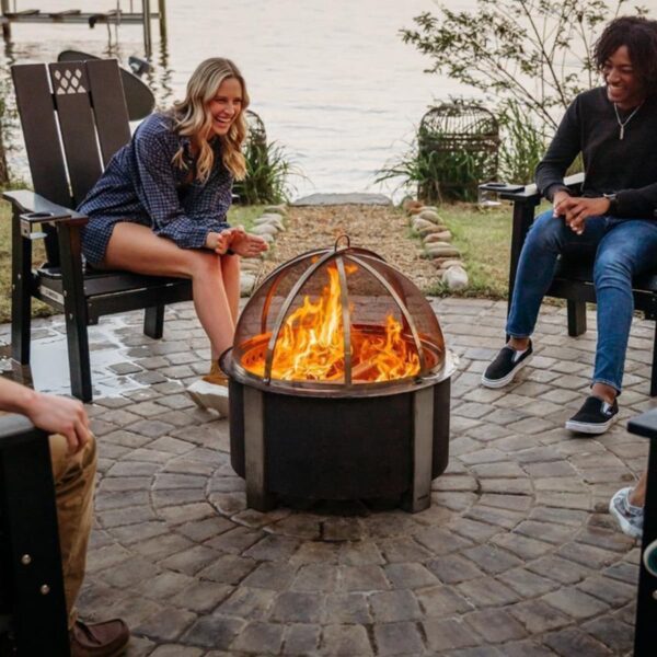 c8efed86c2327f6e25f2c443f2a583c3 X Series 28 Inch Round Corten Steel Wood-Burning Fire Pit in Stainless Steel by Breeo - Image 3