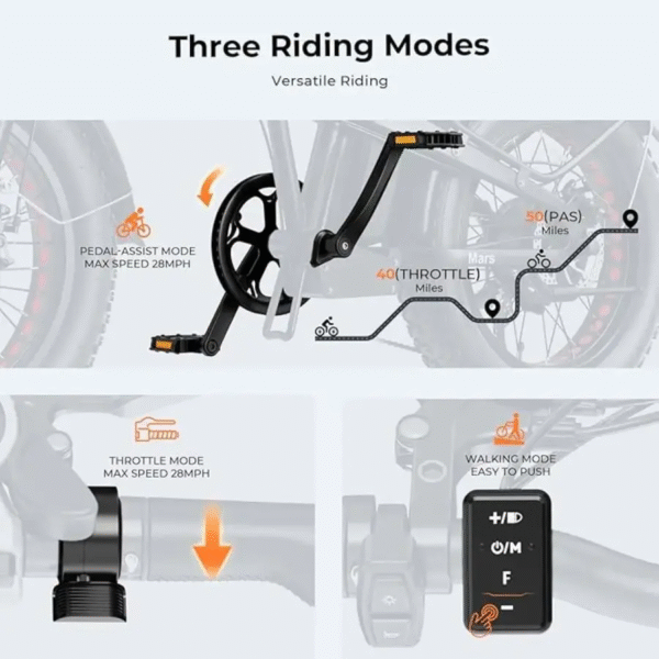 download (5) Heybike Fat Tire Mountain Electric Bike, 1200 W, 45 Miles, 1~3 Pedal Assist, Grey - Image 3