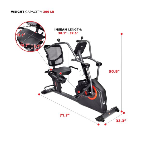 f7fa015d-9859-46da-80ec-0c1a460eb09d Sunny Health & Fitness Smart Recumbent Cross Trainer Elliptical Exercise Bike - Image 2
