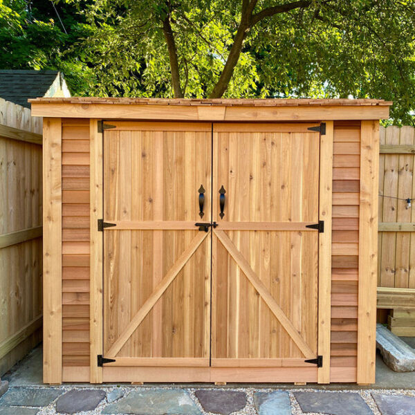 pacesaver-8x4-outdoor-living-today-cedar-roof-backyard-setting_639x639 Outdoor Living Today SpaceSaver 8×4 with Double Door - Image 8