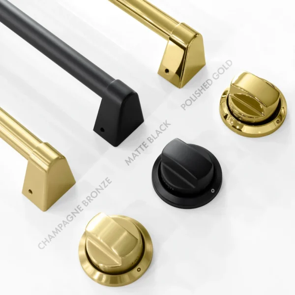 zline--ae--knob--handle--color--comparison_2bfddff8-a26d-4101-b81a-c32cde348be6 ZLINE Autograph Edition 48" 6.0 cu. ft. Dual Fuel Range with Gas Stove and Electric Oven Stainless Steel Accents - Image 5