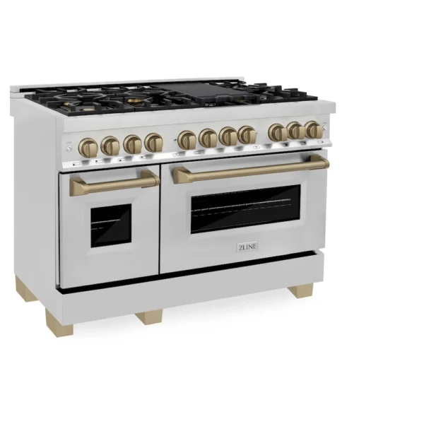 zline--autograph--edition--stainless--steel--dual--fuel--range--RAZ-48-CB--main_90058b6d-162d-4bad-a840-cfab25d2818a ZLINE Autograph Edition 48" 6.0 cu. ft. Dual Fuel Range with Gas Stove and Electric Oven Stainless Steel Accents - Image 4